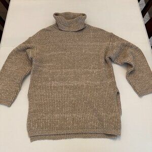 Urban Outfitters Beige Turtleneck Sweater Oversized Tunic Length Size Small